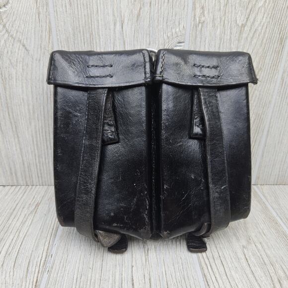 Other - Vintage German BGS Leather Ammunition Pouch Max Stelzer Berlin 66 Black Military
